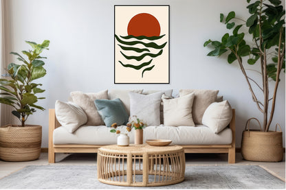 Plakat  Fale Minimalistyczny , Wnętrza Styl Skandynawski, Boho