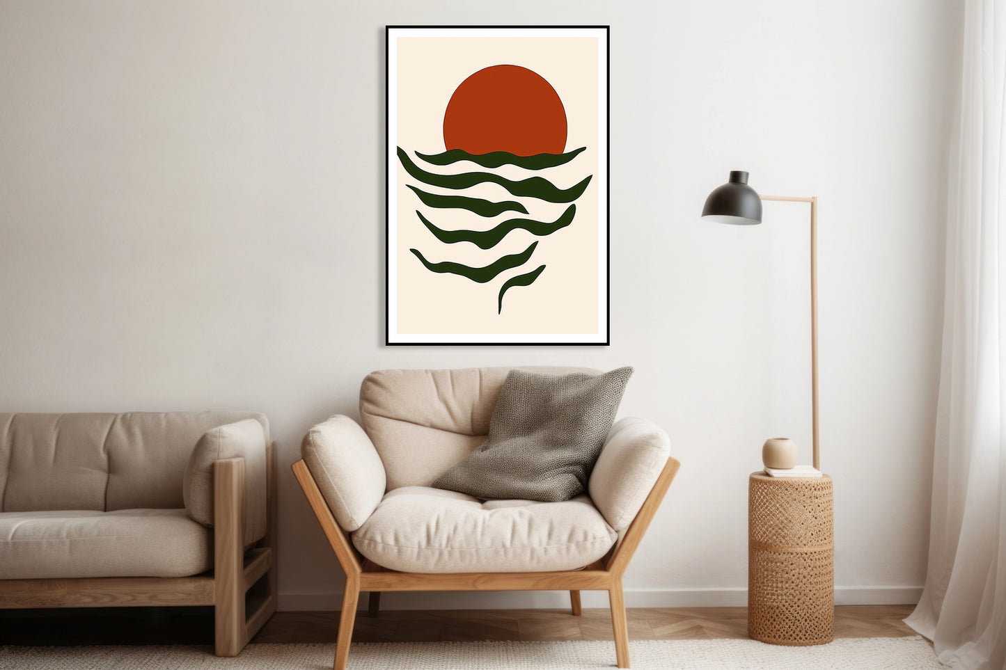 Plakat  Fale Minimalistyczny , Wnętrza Styl Skandynawski, Boho