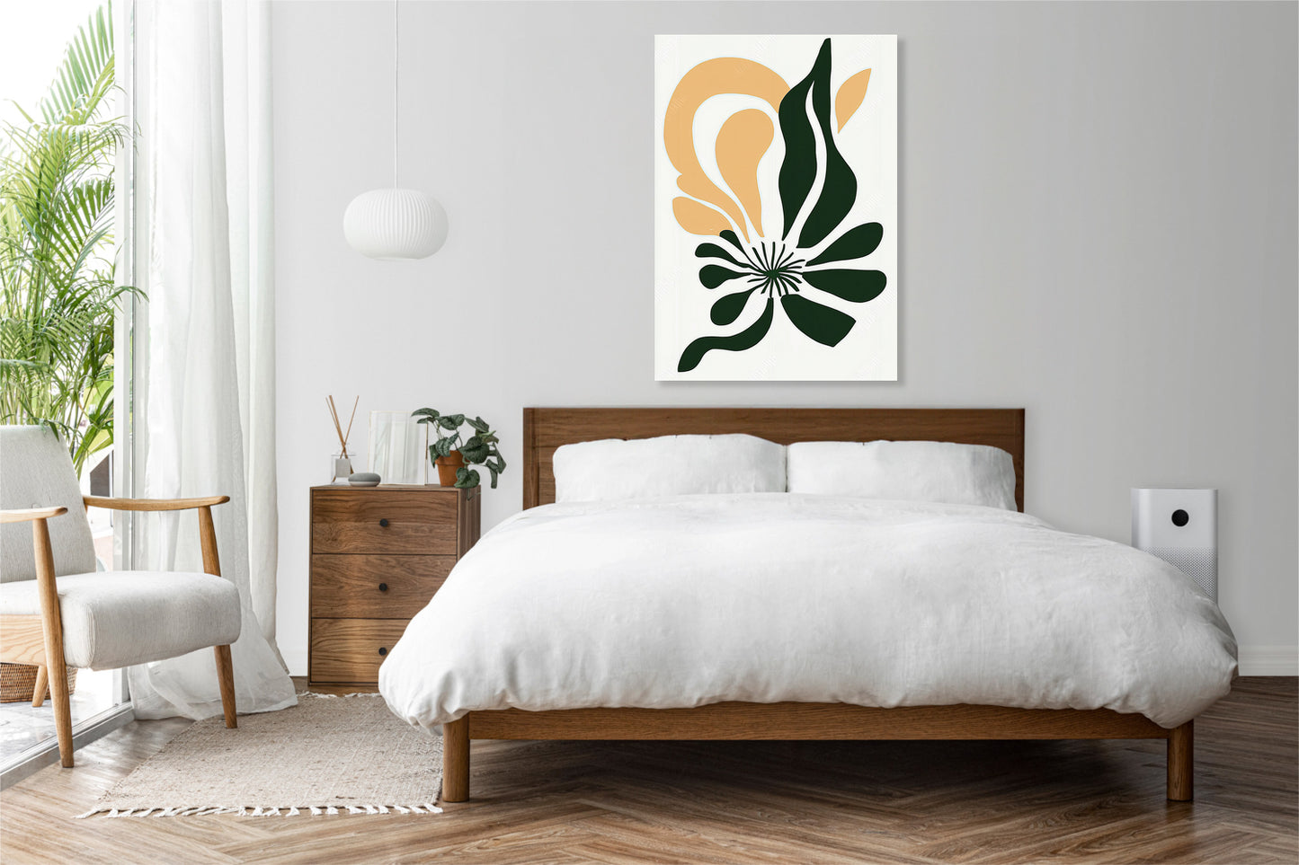 Obraz  Kwiat Minimalistyczny , Wnętrza Styl Skandynawski, Boho