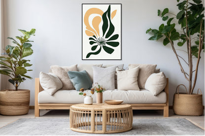 Plakat  Kwiat Minimalistyczny , Wnętrza Styl Skandynawski, Boho
