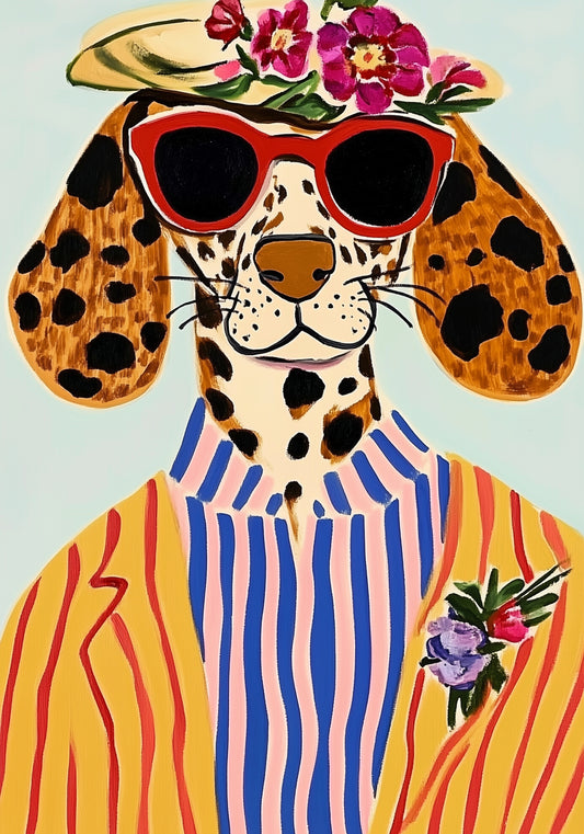 Plakat   Portret Zwierząt | Pies w Okularach | Pop Art