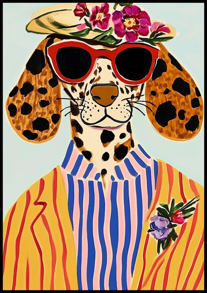 Plakat   Portret Zwierząt | Pies w Okularach | Pop Art