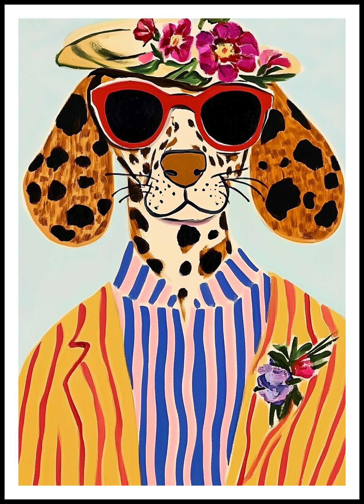 Plakat   Portret Zwierząt | Pies w Okularach | Pop Art