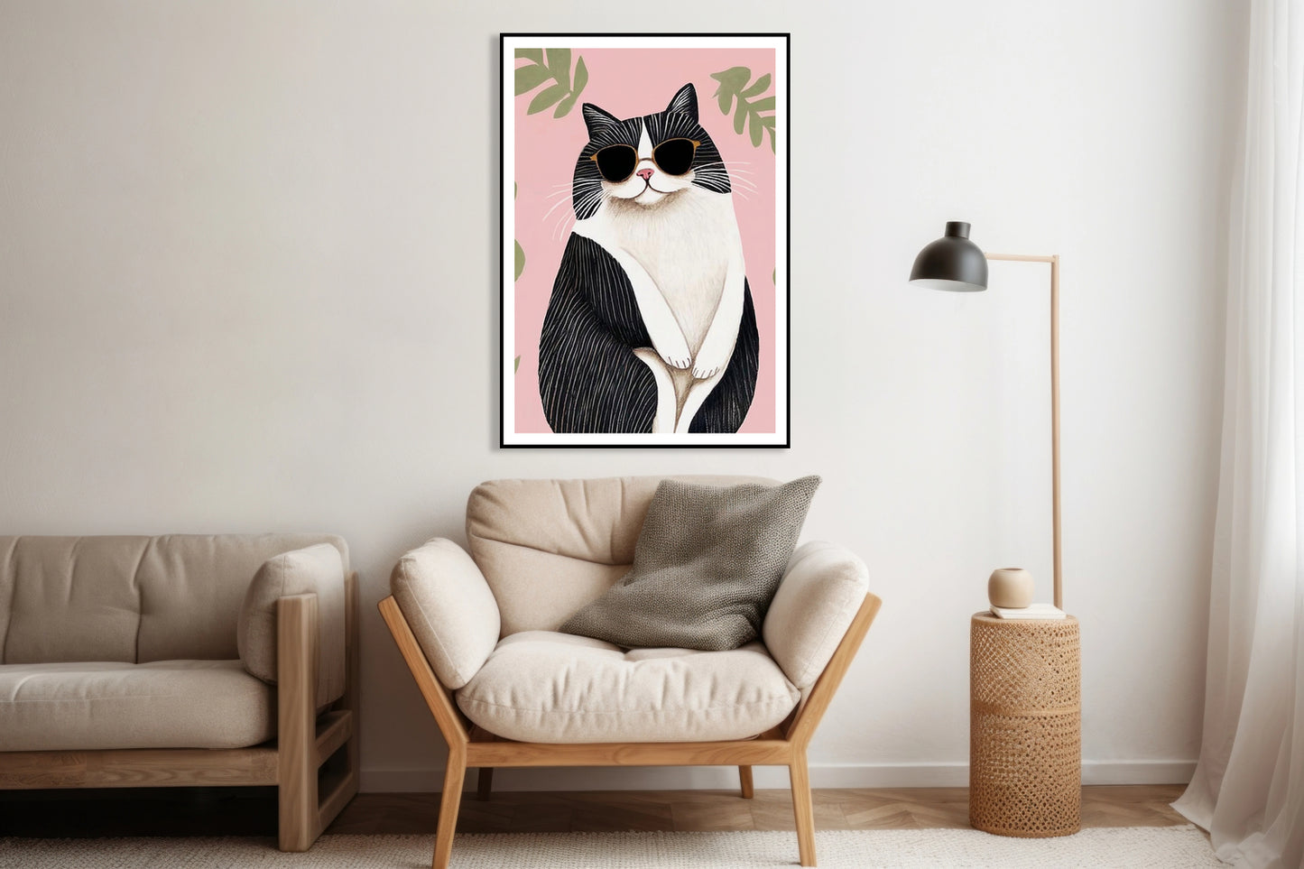 Plakat  Kocur  Minimalistyczny , Wnętrza Styl Skandynawski, Boho