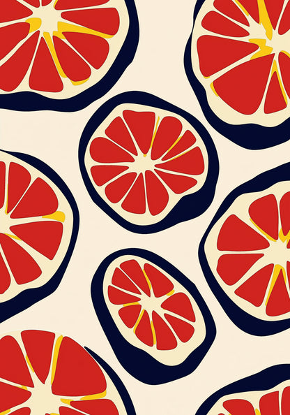 Plakat  Nowoczesny Owoce I Grejfrut I Pop Art Vintage do Salonu