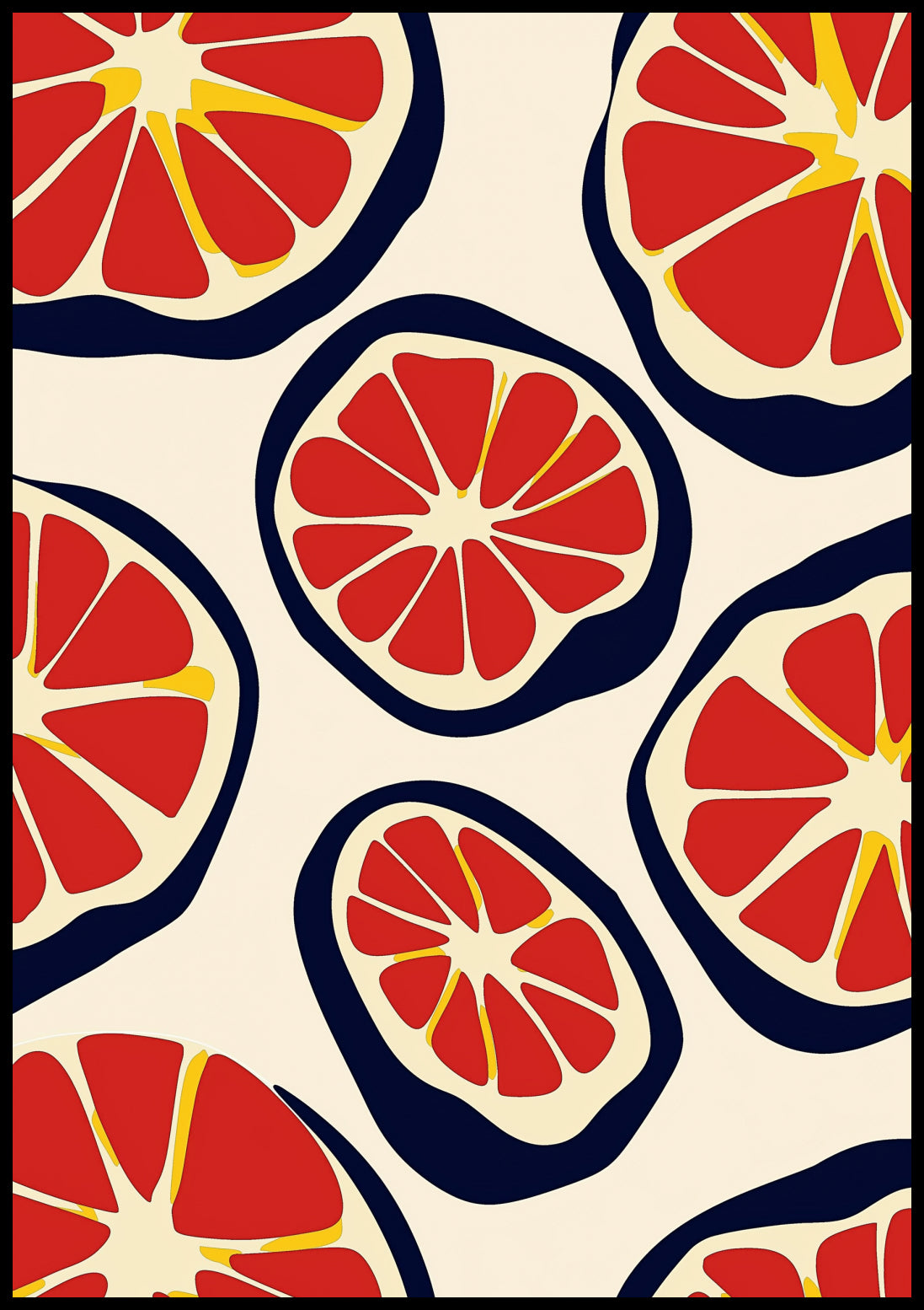 Plakat  Nowoczesny Owoce I Grejfrut I Pop Art Vintage do Salonu
