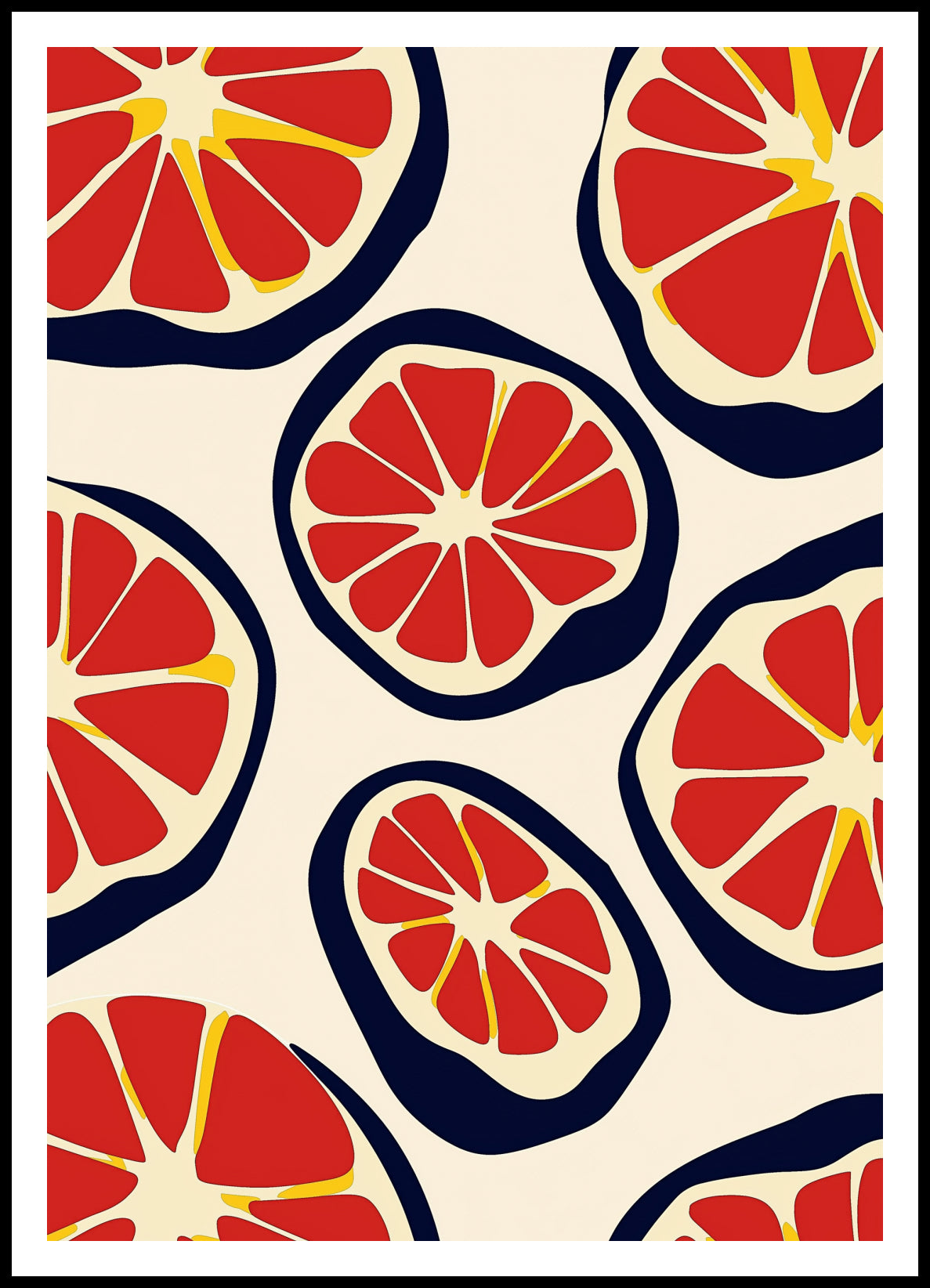 Plakat  Nowoczesny Owoce I Grejfrut I Pop Art Vintage do Salonu