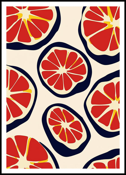 Plakat  Nowoczesny Owoce I Grejfrut I Pop Art Vintage do Salonu