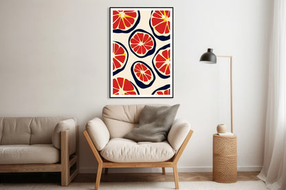 Plakat  Nowoczesny Owoce I Grejfrut I Pop Art Vintage do Salonu