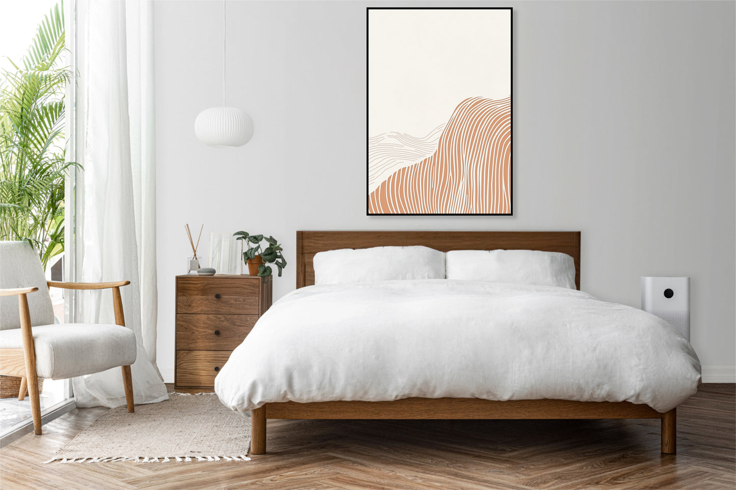 Plakat  Falisty Minimalistyczny , Wnętrza Styl Skandynawski, Boho