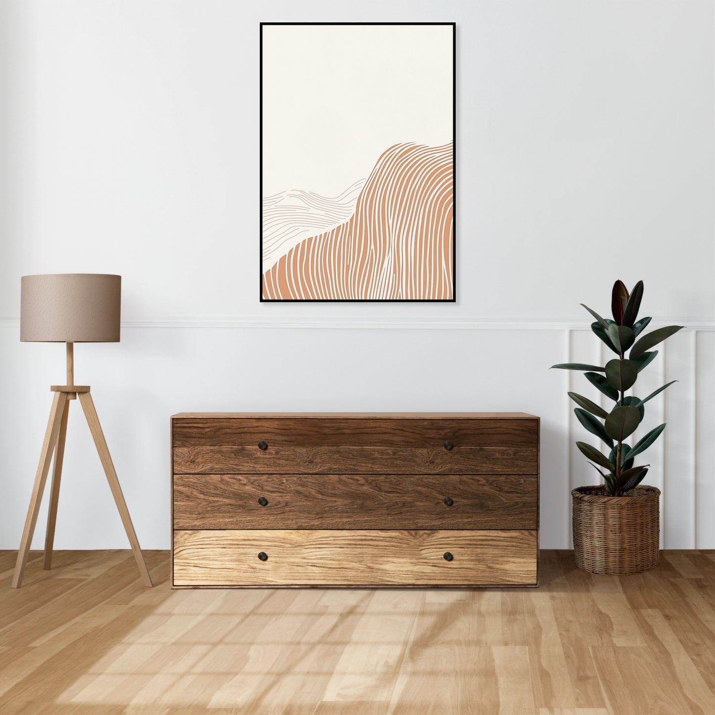 Plakat  Falisty Minimalistyczny , Wnętrza Styl Skandynawski, Boho