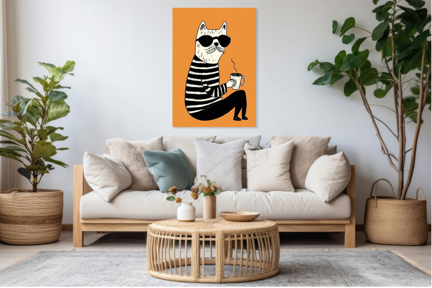 Obraz  Kawusia Minimalistyczny , Wnętrza Styl Skandynawski, Boho