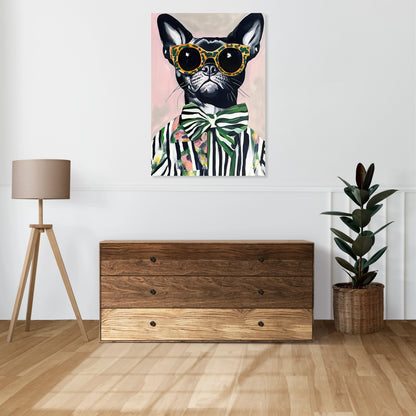 Obraz  Portret Zwierząt | Buldog w Okularach | Pop Art