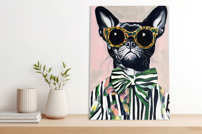 Obraz  Portret Zwierząt | Buldog w Okularach | Pop Art