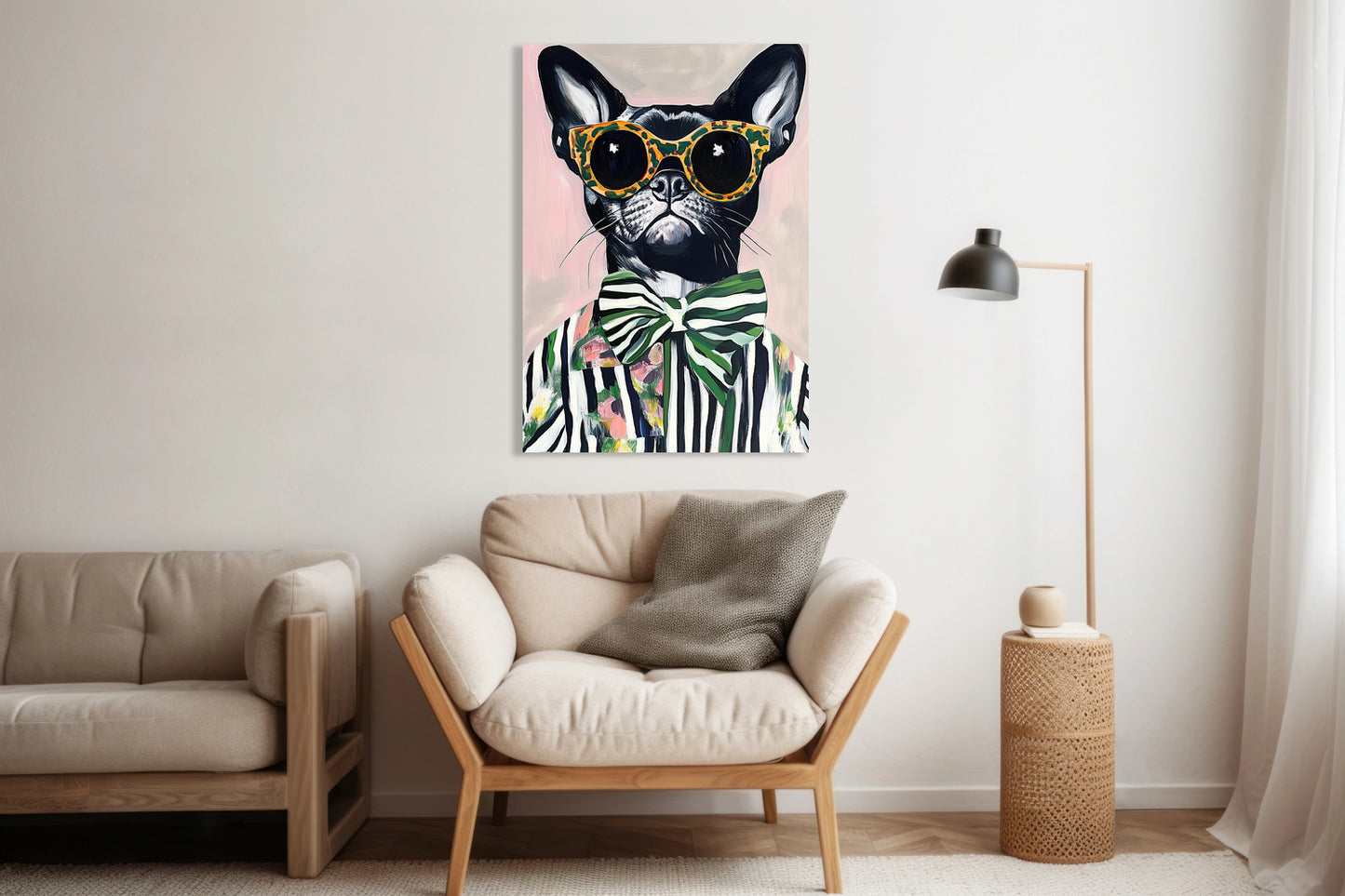 Obraz  Portret Zwierząt | Buldog w Okularach | Pop Art