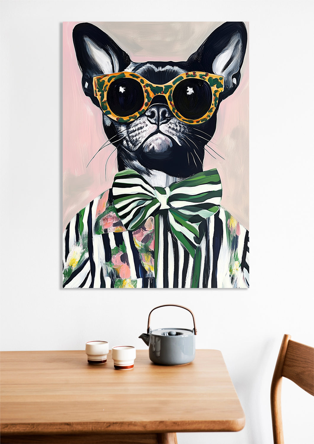 Obraz  Portret Zwierząt | Buldog w Okularach | Pop Art