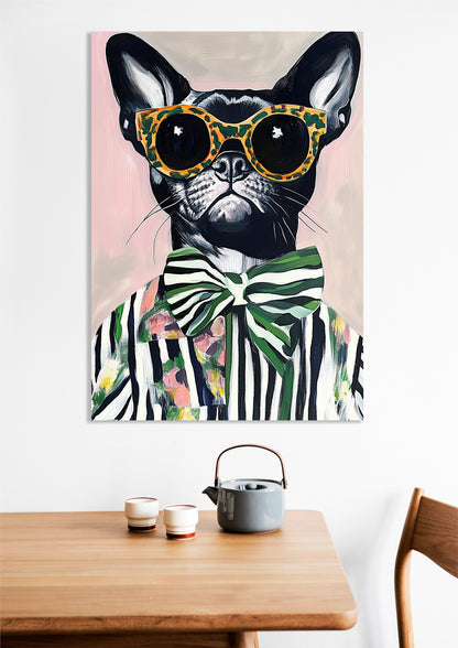 Obraz  Portret Zwierząt | Buldog w Okularach | Pop Art