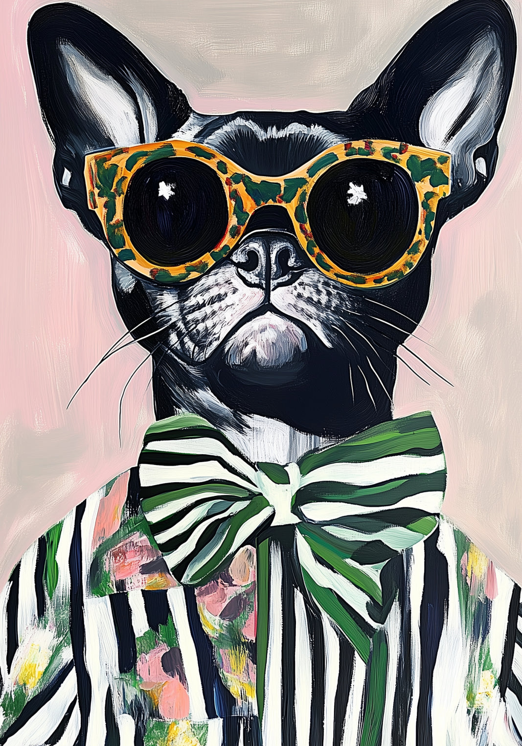 Plakat  Portret Zwierząt | Buldog w Okularach | Pop Art