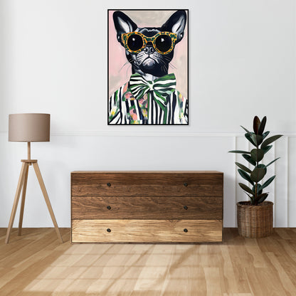 Plakat  Portret Zwierząt | Buldog w Okularach | Pop Art
