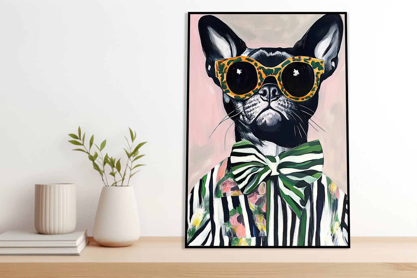 Plakat  Portret Zwierząt | Buldog w Okularach | Pop Art