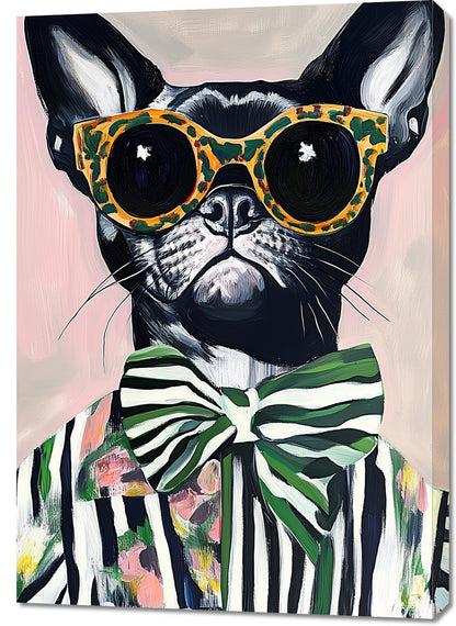 Obraz  Portret Zwierząt | Buldog w Okularach | Pop Art