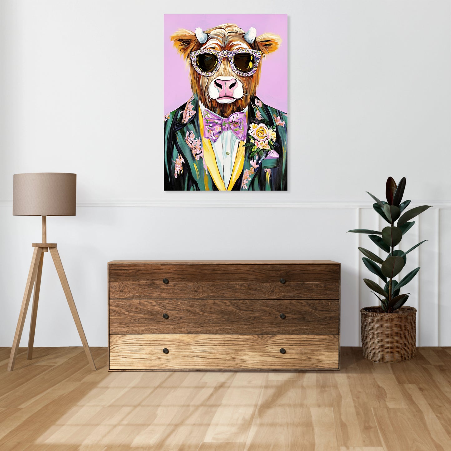 Obraz  Portret Zwierząt | Krowa w Okularach | Pop Art