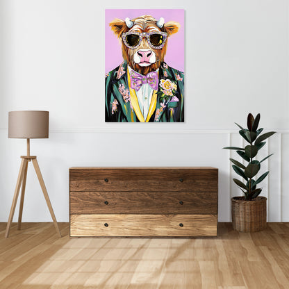 Obraz  Portret Zwierząt | Krowa w Okularach | Pop Art