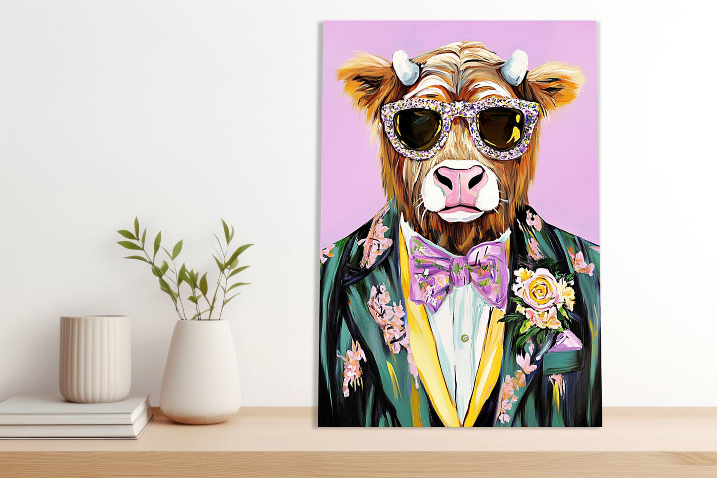 Obraz  Portret Zwierząt | Krowa w Okularach | Pop Art