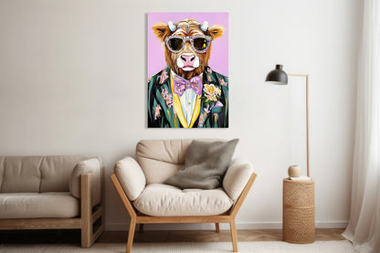Obraz  Portret Zwierząt | Krowa w Okularach | Pop Art