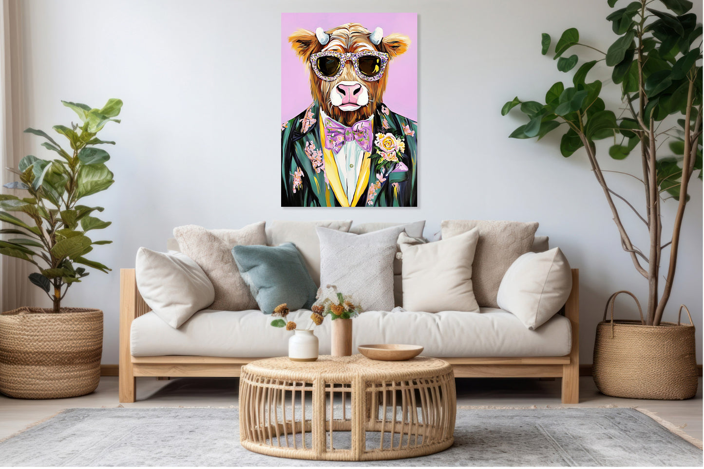 Obraz  Portret Zwierząt | Krowa w Okularach | Pop Art