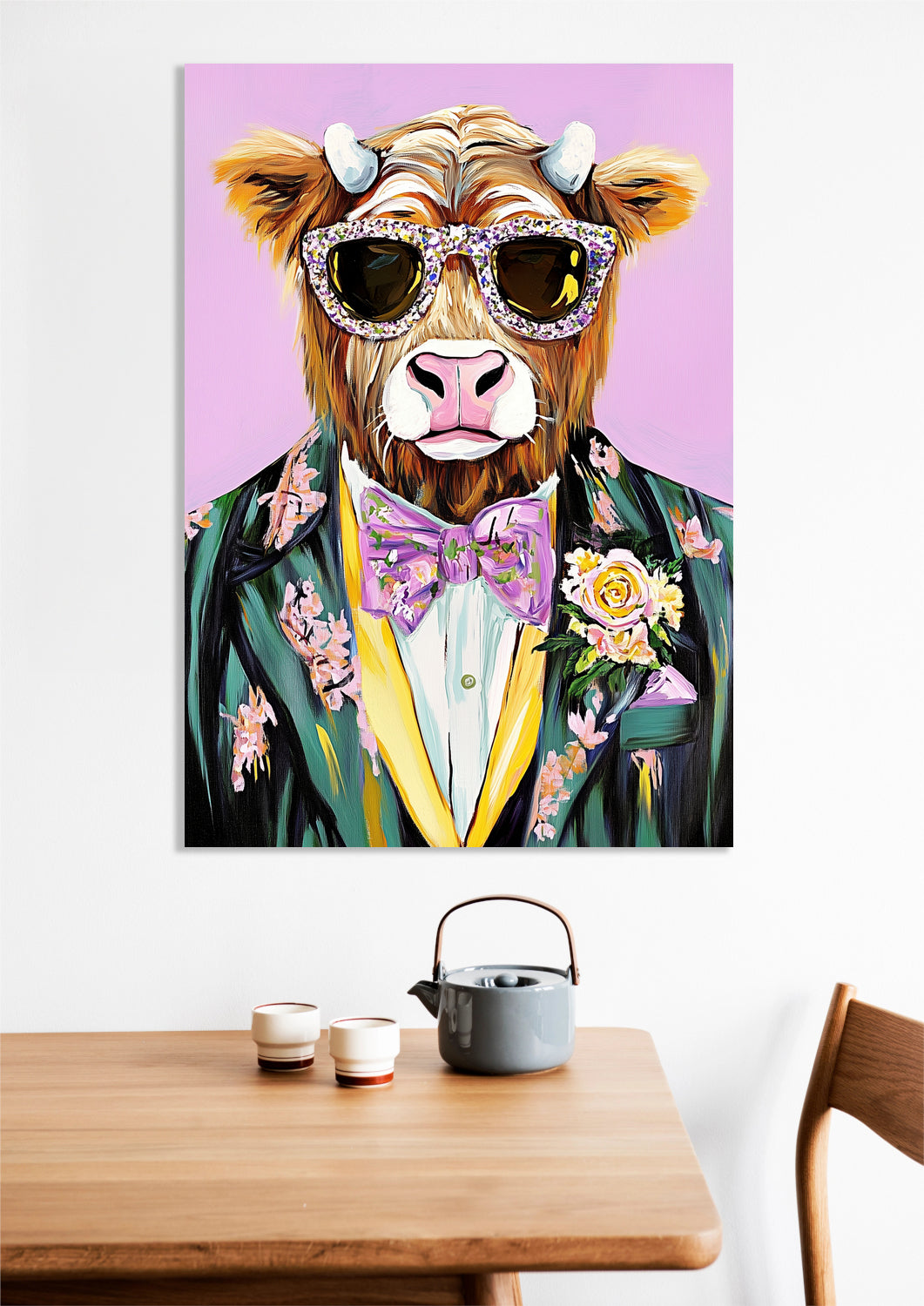 Obraz  Portret Zwierząt | Krowa w Okularach | Pop Art