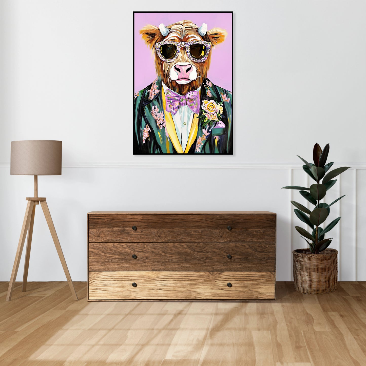Plakat  Portret Zwierząt | Krowa w Okularach | Pop Art