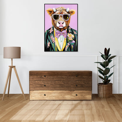 Plakat  Portret Zwierząt | Krowa w Okularach | Pop Art