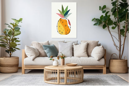 Obraz  Nowoczesny Owoce I Ananas I Pop Art Vintage do Salonu