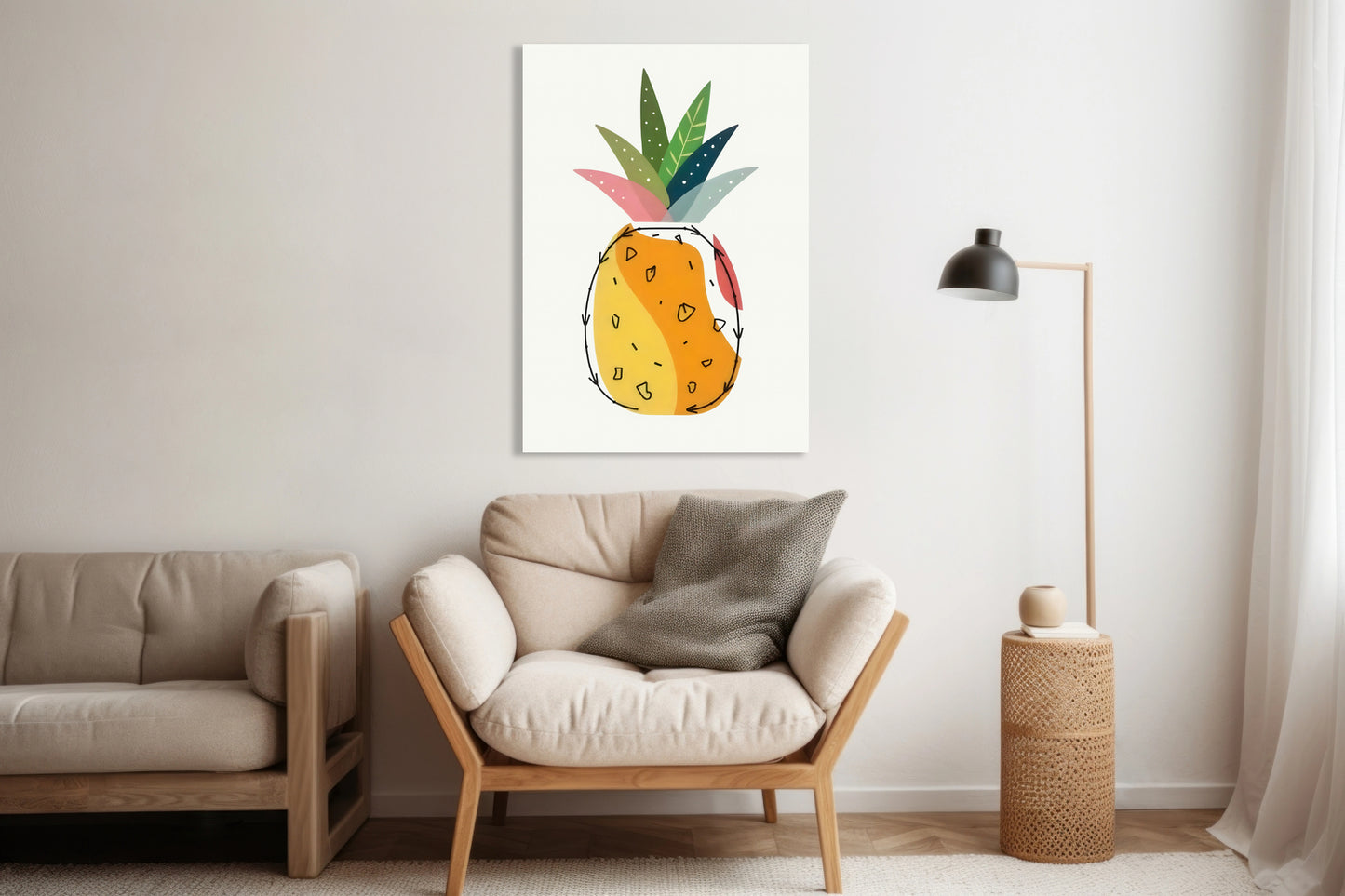 Obraz  Nowoczesny Owoce I Ananas I Pop Art Vintage do Salonu