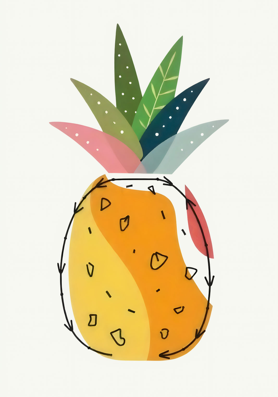 Plakat  Nowoczesny Owoce I Ananas I Pop Art Vintage do Salonu