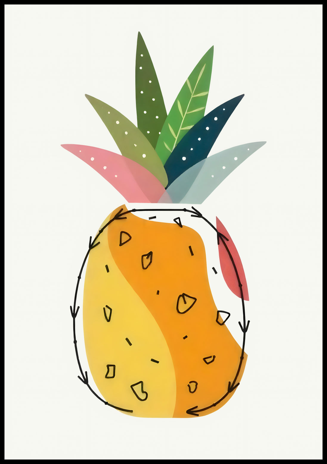 Plakat  Nowoczesny Owoce I Ananas I Pop Art Vintage do Salonu