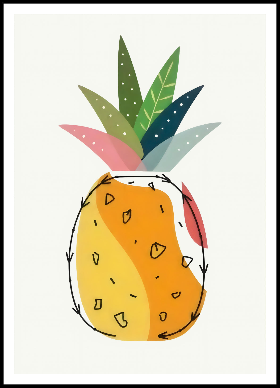 Plakat  Nowoczesny Owoce I Ananas I Pop Art Vintage do Salonu