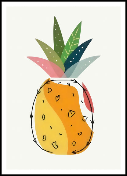 Plakat  Nowoczesny Owoce I Ananas I Pop Art Vintage do Salonu