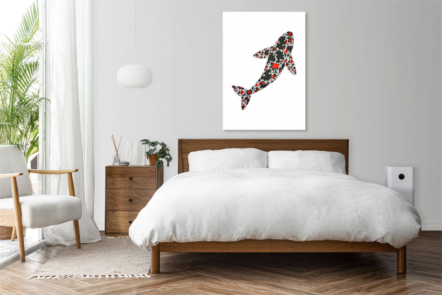 Obraz  Wieloryb Minimalistyczny , Wnętrza Styl Skandynawski, Boho