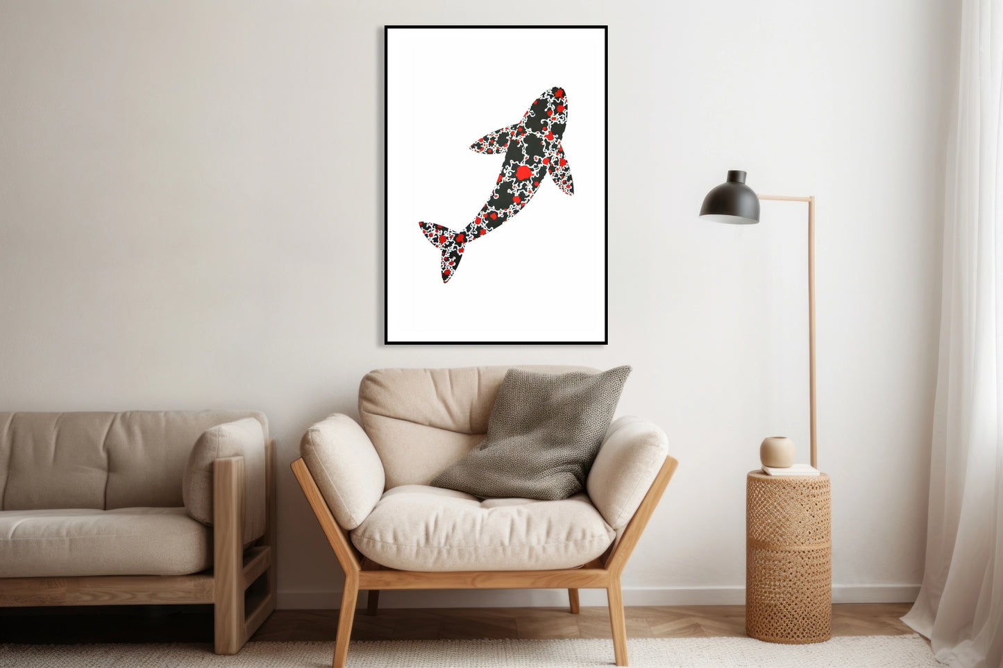 Plakat  Wieloryb Minimalistyczny , Wnętrza Styl Skandynawski, Boho