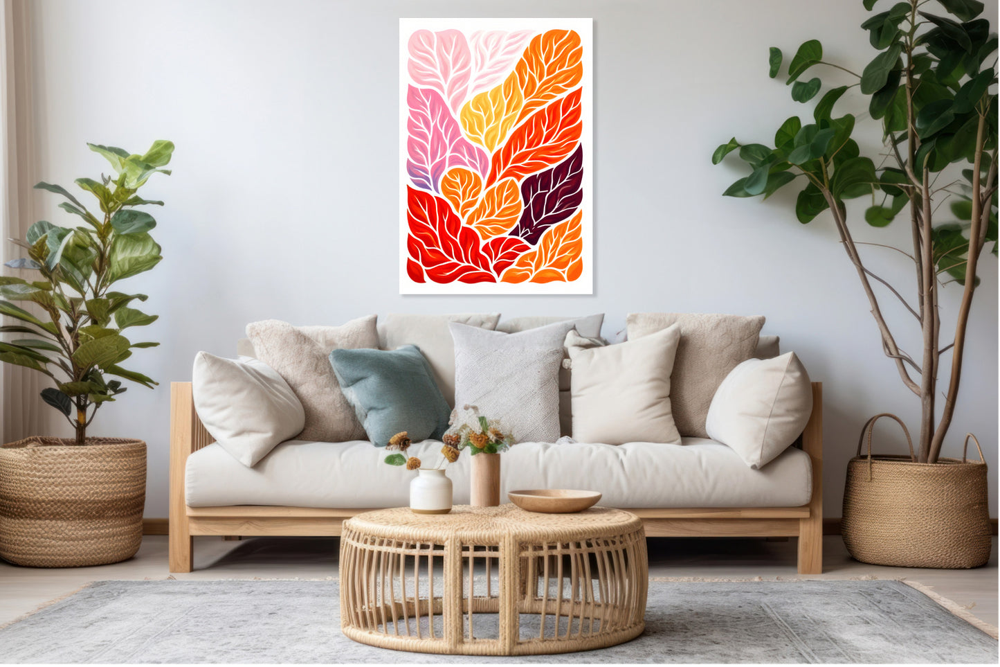 Obraz  Listki Minimalistyczny , Wnętrza Styl Skandynawski, Boho