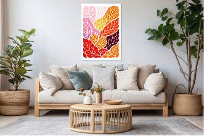 Obraz  Listki Minimalistyczny , Wnętrza Styl Skandynawski, Boho