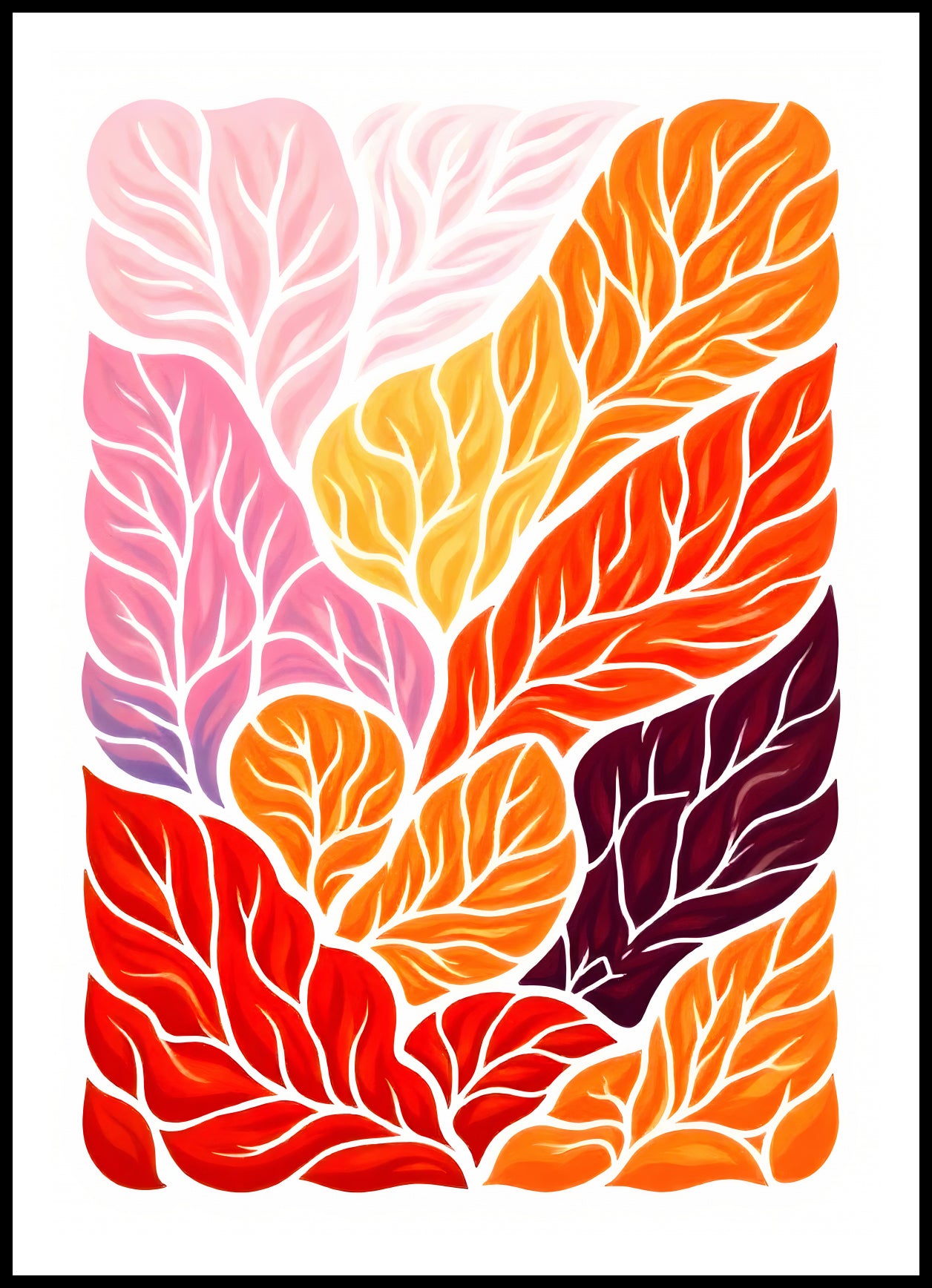 Plakat  Listki Minimalistyczny , Wnętrza Styl Skandynawski, Boho