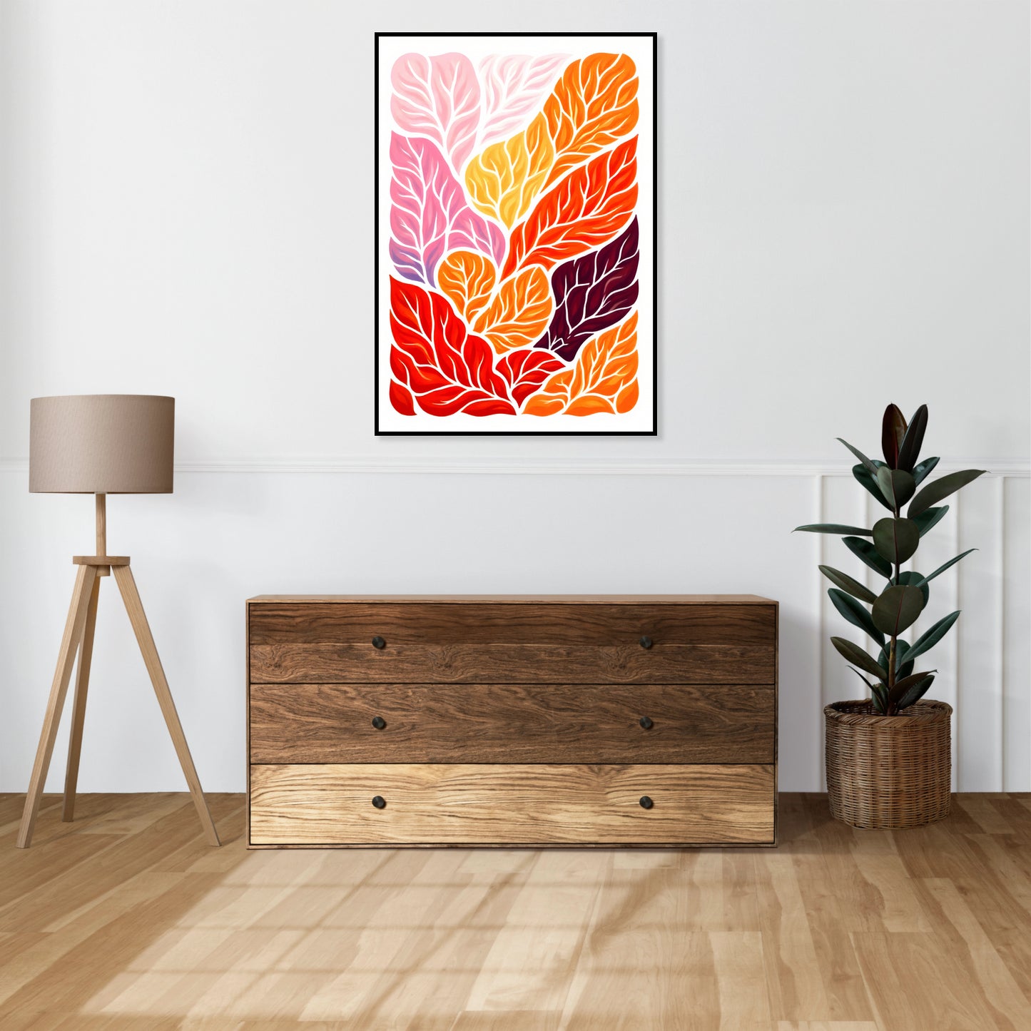 Plakat  Listki Minimalistyczny , Wnętrza Styl Skandynawski, Boho