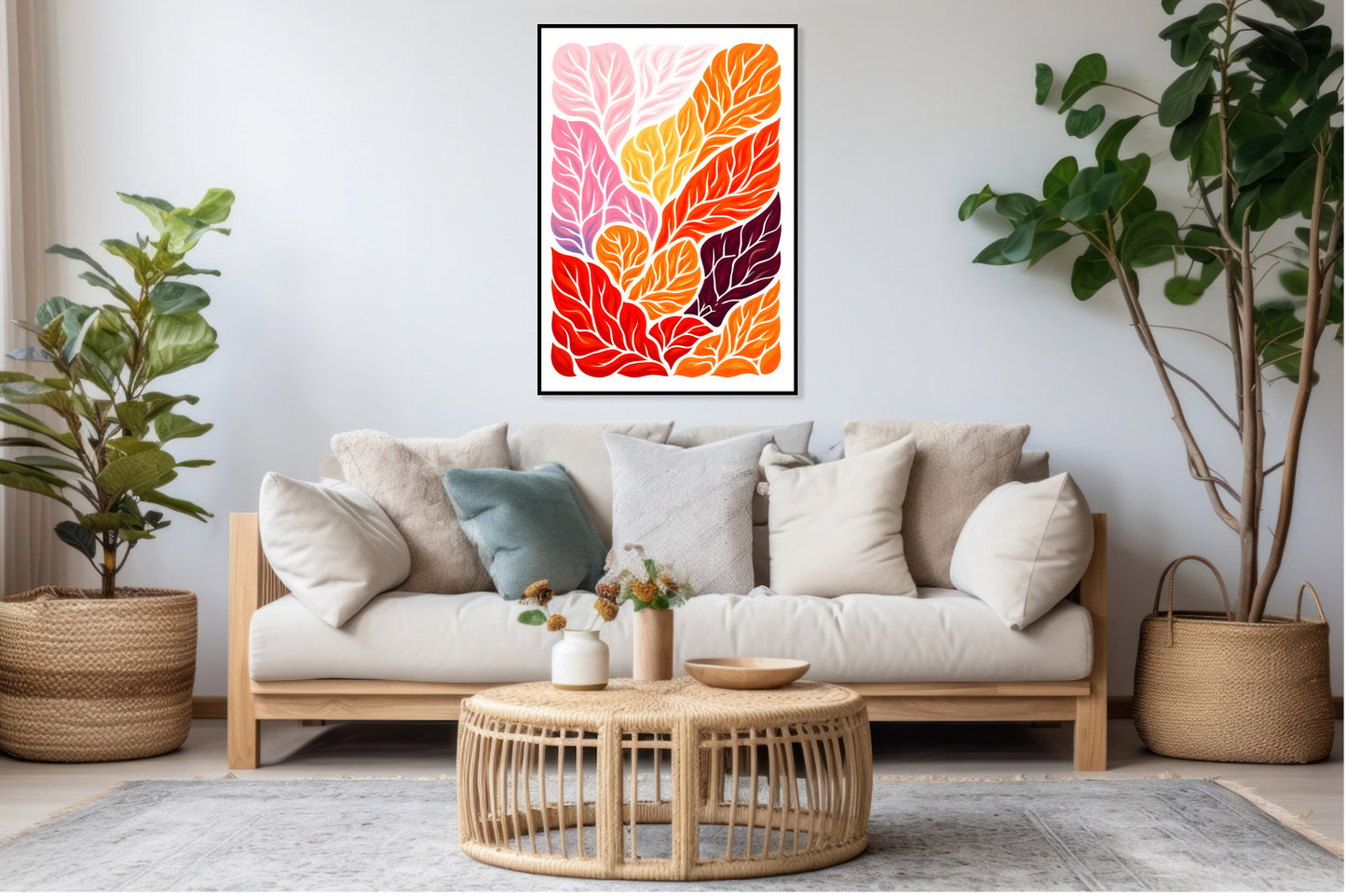 Plakat  Listki Minimalistyczny , Wnętrza Styl Skandynawski, Boho