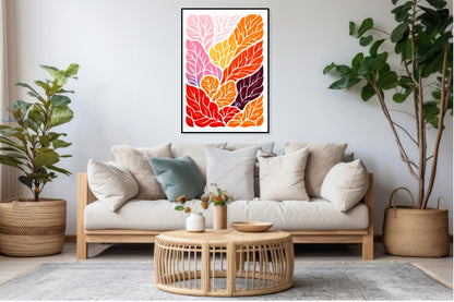 Plakat  Listki Minimalistyczny , Wnętrza Styl Skandynawski, Boho