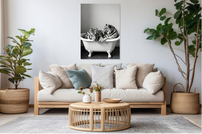 Obraz  Vintage Artystyczny | Tygrysy | Portret Zwierząt Pop Art