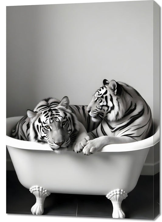 Obraz  Vintage Artystyczny | Tygrysy | Portret Zwierząt Pop Art