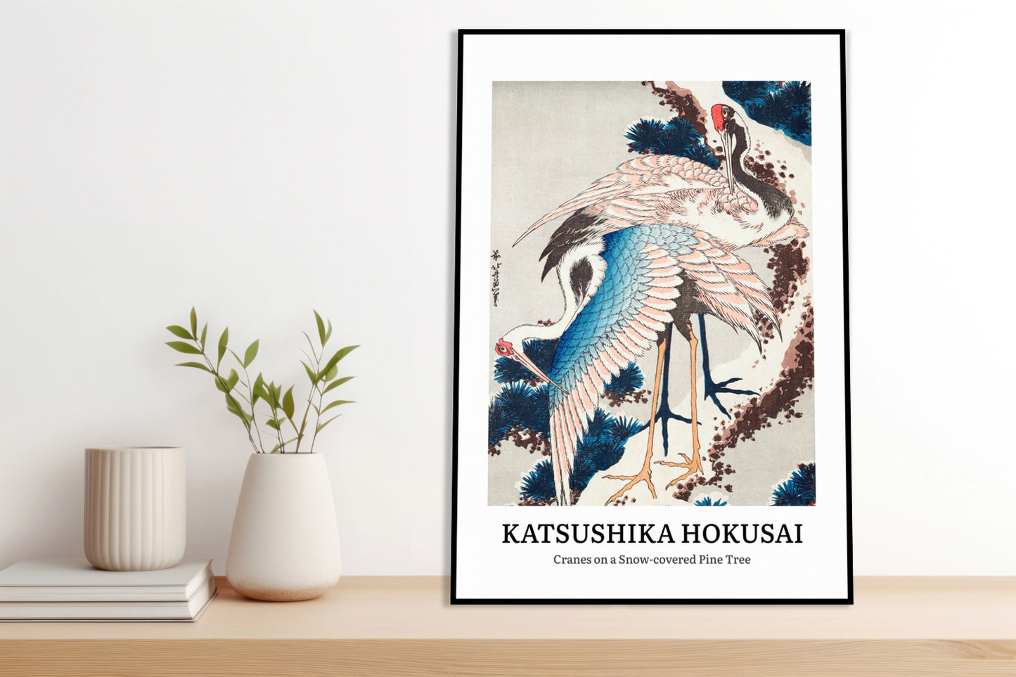 Obraz  Design Cranes on a Snow, Hokusai Vintage do Salonu